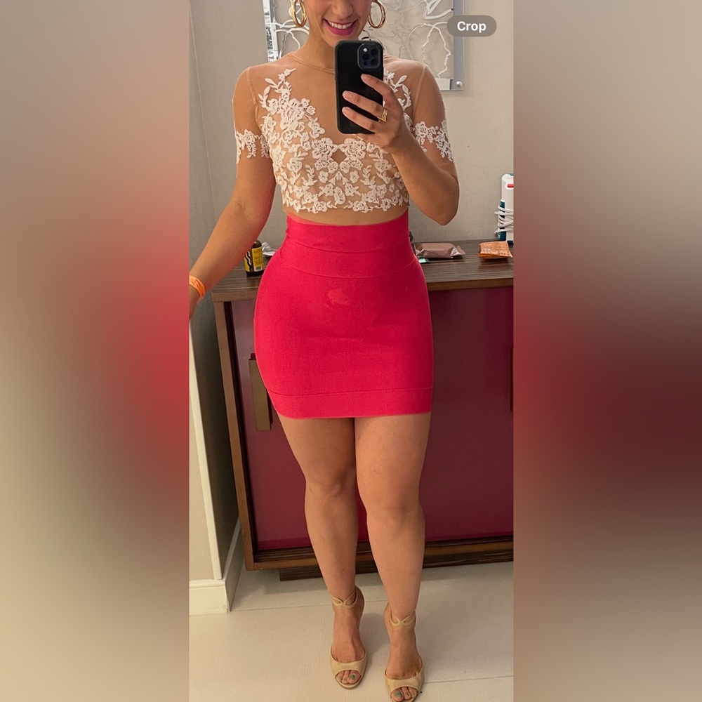 Herve Leger Raspberry Mini Skirt